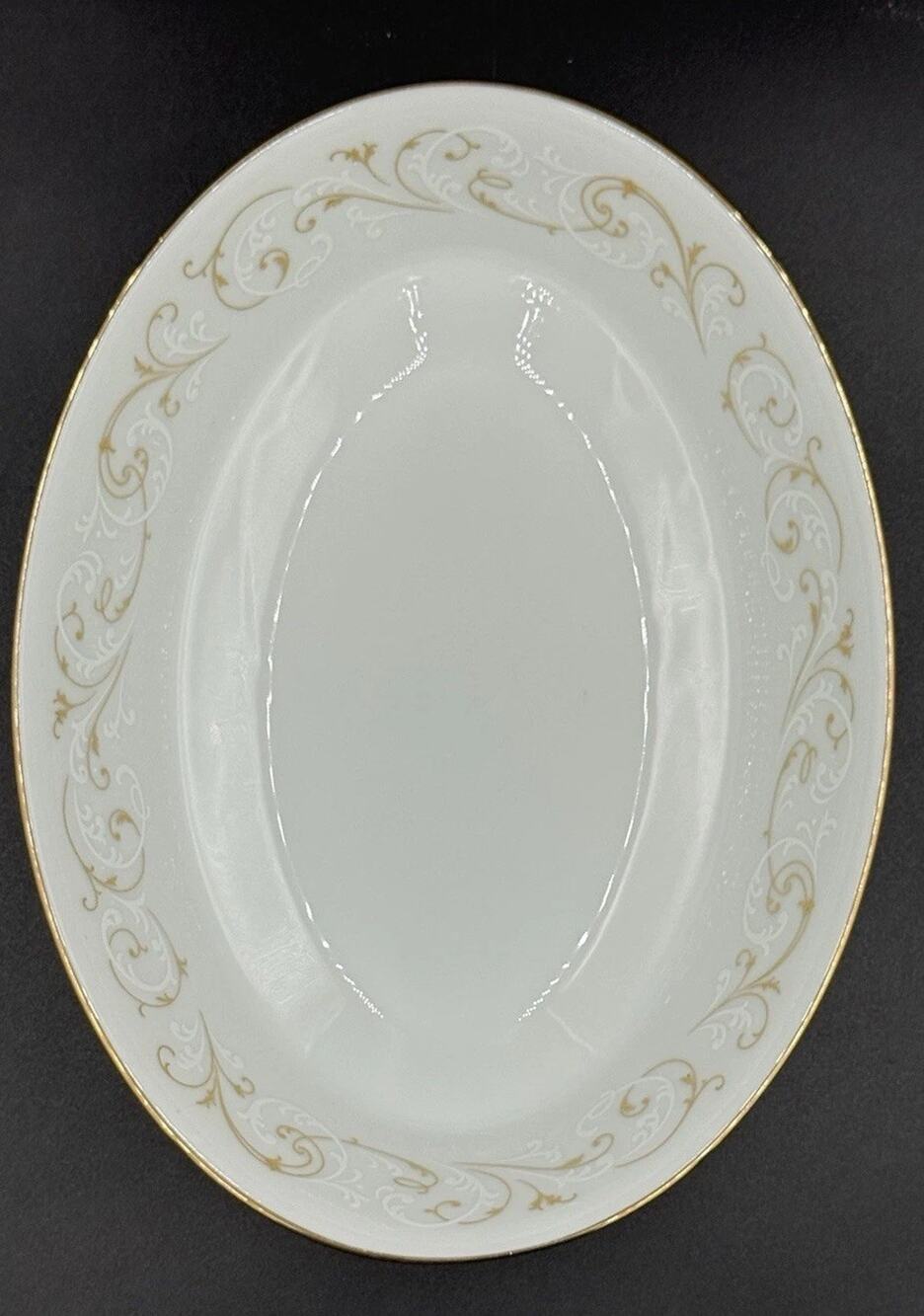 Noritake Duetto 6610 Oval Vegetable Serving Bowl 9.75” Gold Scroll Japan